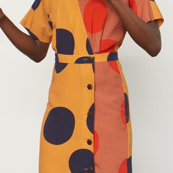 ISO mara hoffman // amrita polka dot button front midi size 8-10. - Picture 2 of 5